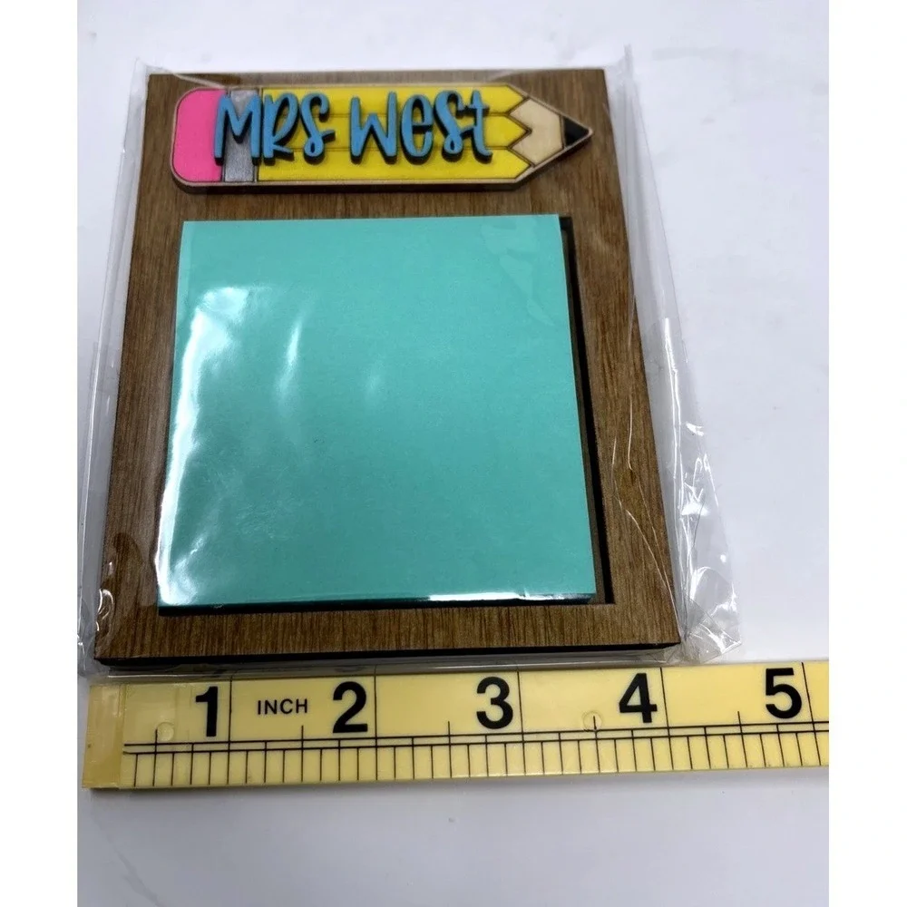 Teacher Inspired Mrs. West Teacher Desk‎ Set Sticky Note Holder & Coaster